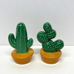Pottery Barn Ceramic Cactus Salt and Pepper Set